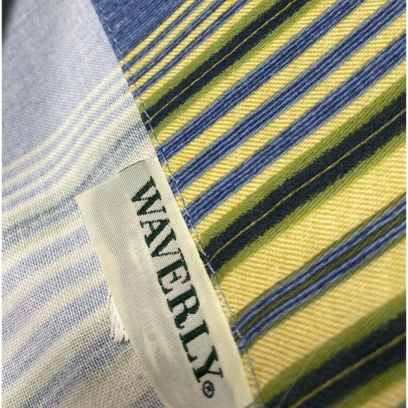 2 Discontinued Waverly Yacht Club Stripe Curtains Panels Tab Top Drapes Rare 61" - Picture 6 of 9